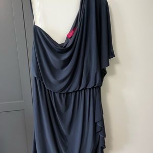 One Shoulder Faux Wrap Dress